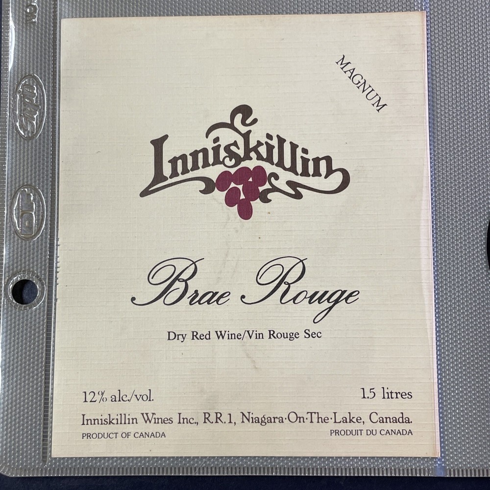 Vintage 1983 Inniskillin Winery Brae Rouge Magnum Wine UNUSED Paper Label Q98