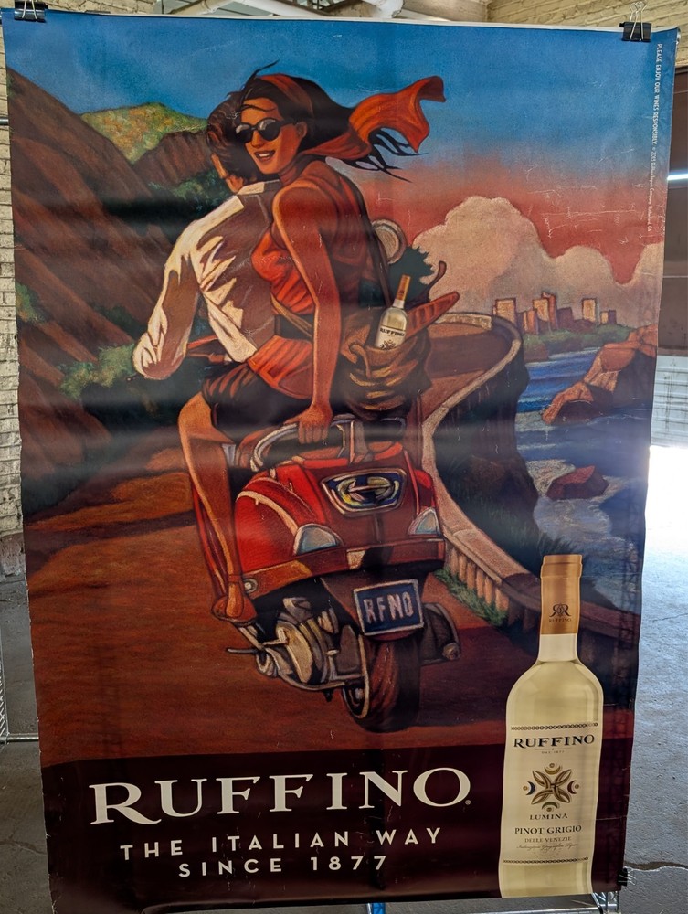 Ruffino Lumina Pinot Grigio Vespa bus shelter advert poster 68x48in HUGE