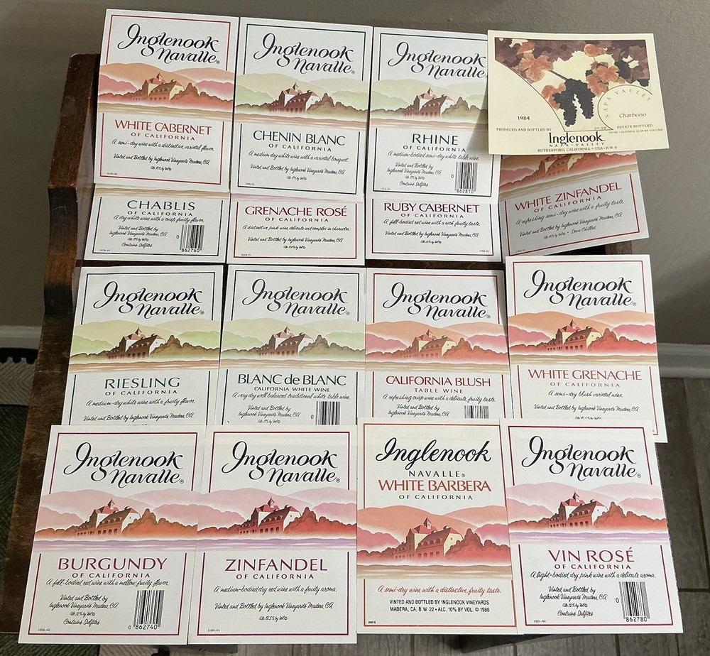 Vintage Inglenook Navalle Wine Labels Lot 15 NOS California Winery Zinfandel