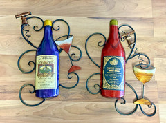 Vintage 3D Wine Metal Wall Art Pair Bar Decor Wine Bottle Glass and Corkscrew