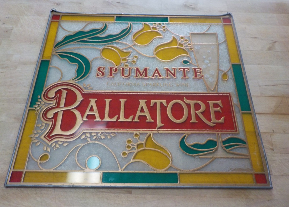 Vintage Spumante Sparkling Wine Ballatore Stained Glass Advertisement Bar Sign