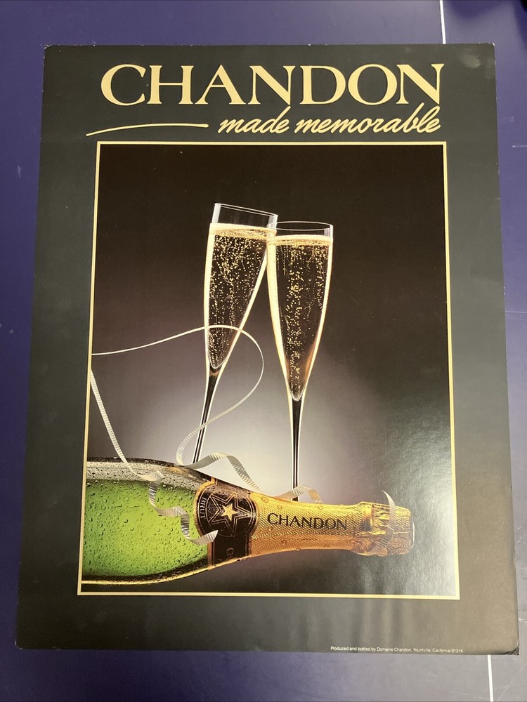 1980s Vintage Champagne Poster Art Domaine Chandon BRUT “Made Memorable”