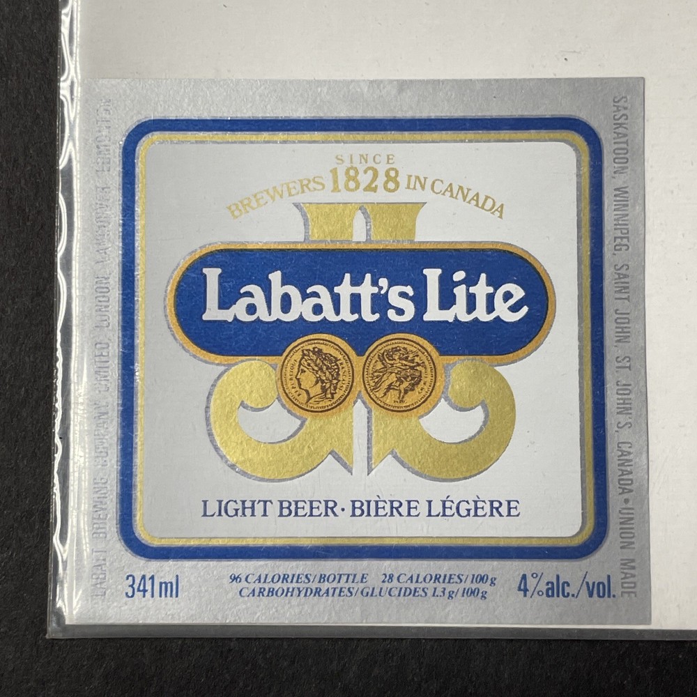 Vintage 1970s Labatt&rsquo;s Lite Canada UNUSED Foil Label SQUARE VARIANT Q2086