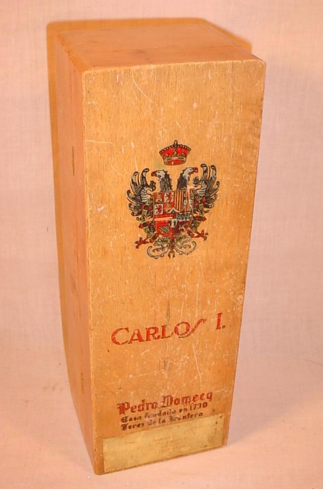 VINTAGE PEDRO DOMECQ CARLOS I SHERRY / BRANDY / WINE BOX DISPLAY STORAGE