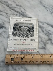 VTG Chateau Duhart-Milon 1952 Wine Label Grand Cru Classe Barons De Rothschild