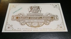 Vintage 1973 • Chateau Coutet a Barsac • Mis En Bouteilles •France Bottle Label