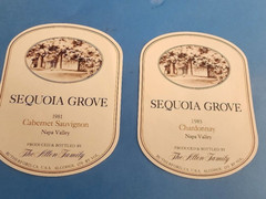 Lot of 2 Sequoia Grove Napa Valley Bottle Labels (1981 & 1983) California WINE