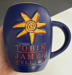 TOBIN-JAMES WINERY PASO ROBLES, CALIFORNIA BLUE COLOR CERAMIC COFFEE MUG / CUP