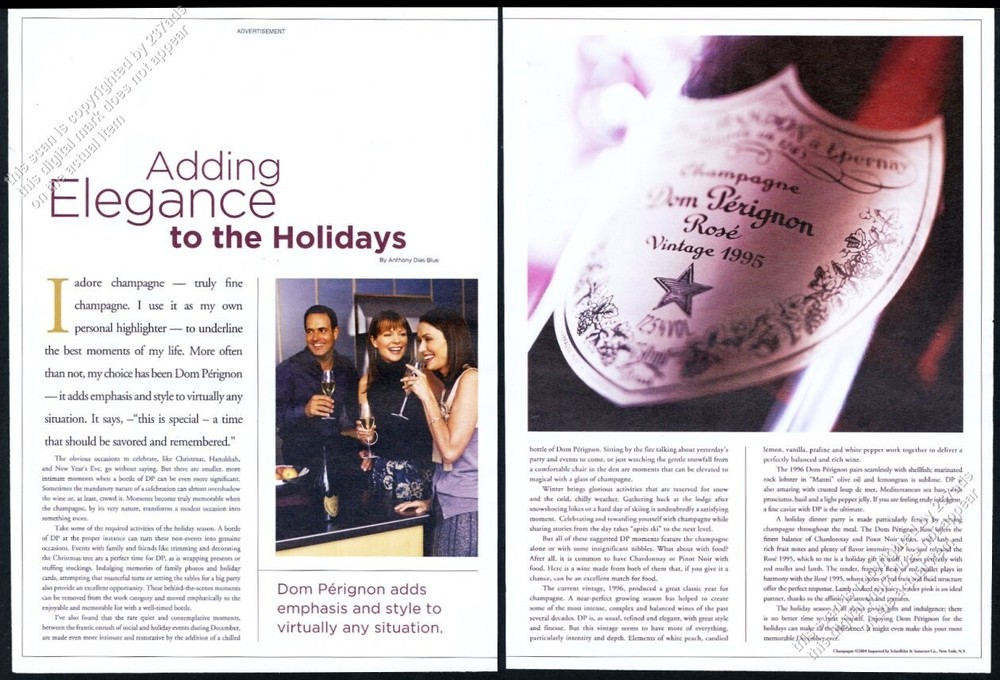 2004 Dom Perignon Rose champagne 1995 bottle photo vintage print ad