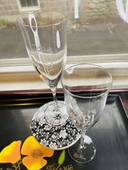 Perrier Jouet White PJ Champagne Flute France Rare Barware Signed Set Of 2