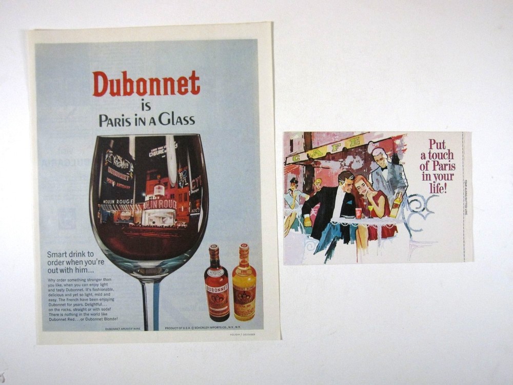 Print Ad Dubonnet Aperitif Wine Paris Recipe Booklet and 1 Page AD Mid-Century
