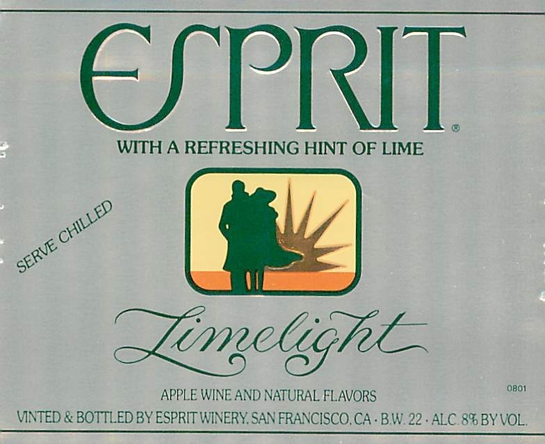 Esprit Winery Limelight San Francisco CA Hint of Lime 1970s 1980s Vtg Wine Label