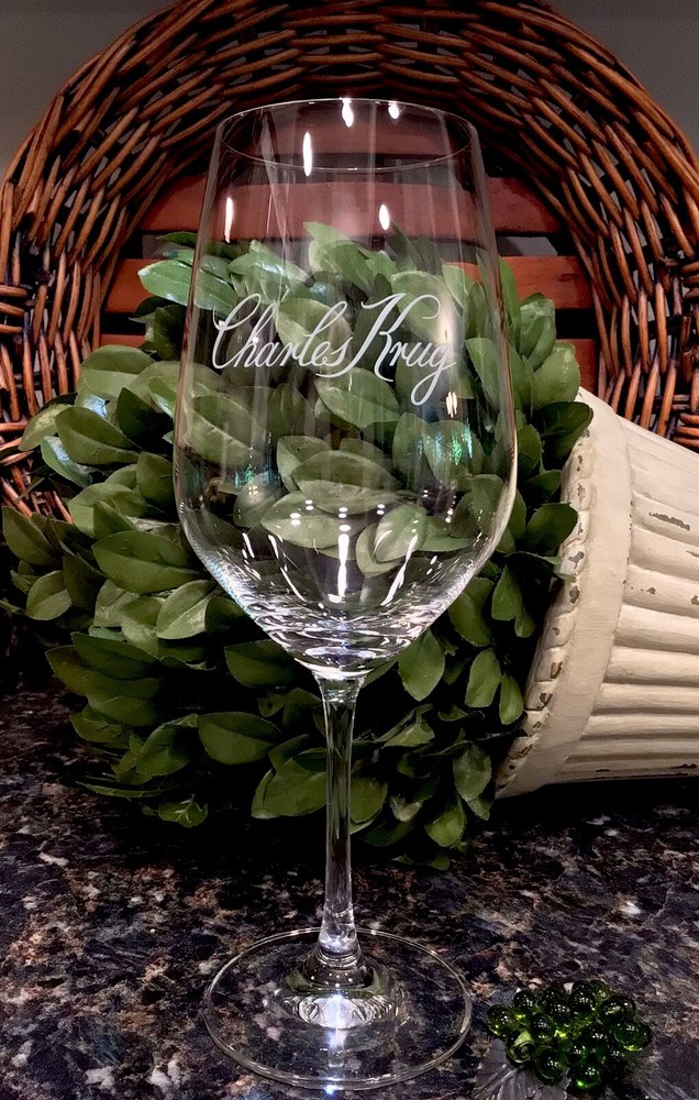 CHARLES KRUG Peter Mondavi Sr. Estate Schott Zwiesel Wine Glass NAPA PRISTINE!