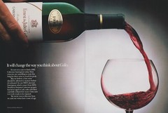 1989 Ernest & Julio Gallo Wine – Bottle Pour To Glass – 2 Page Print Ad Photo