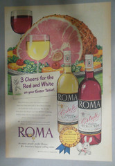 Roma Wine ad: California Red and White Wine from 1950 Size: ~ 11 x 15 inches