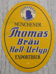 Münchener Thomas Bräu Hell-Urtyp Exportbier German Beer Vintage Label Breweriana