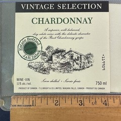 Vintage Brights Winery Vintage Chardonnay White Wine UNUSED Paper Label Q115