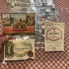 Lot of over 60 Vintage 1960-70 German French Wine Bottle Labels in Plastic