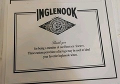 Inglenook Vineyard Rutherford Napa California Porcelain Wine Cellar Tags