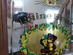 VINTAGE RHINE BEAR Liebfraumilch White Wine Mirrored Sign Bar Pub 18.25&Prime;x15.25&Prime;