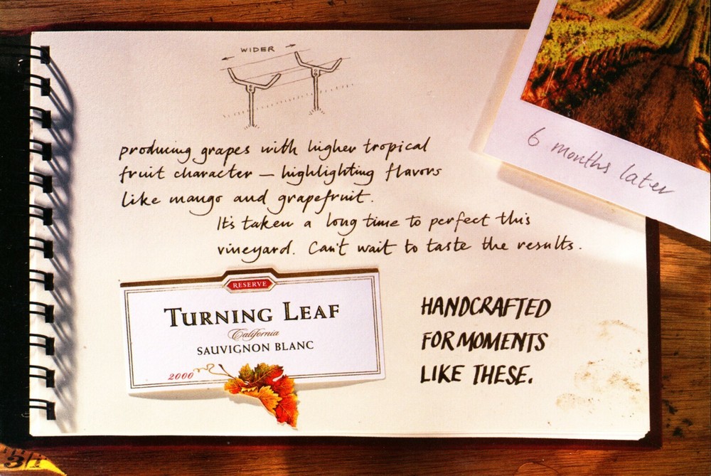 TURNING LEAF WINE AD #1 RARE 2001 OOP HALF PAGE AD