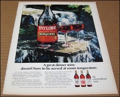 1970 Taylor Burgundy Wine Print Ad Advertisement Vintage Company A Great Dinner