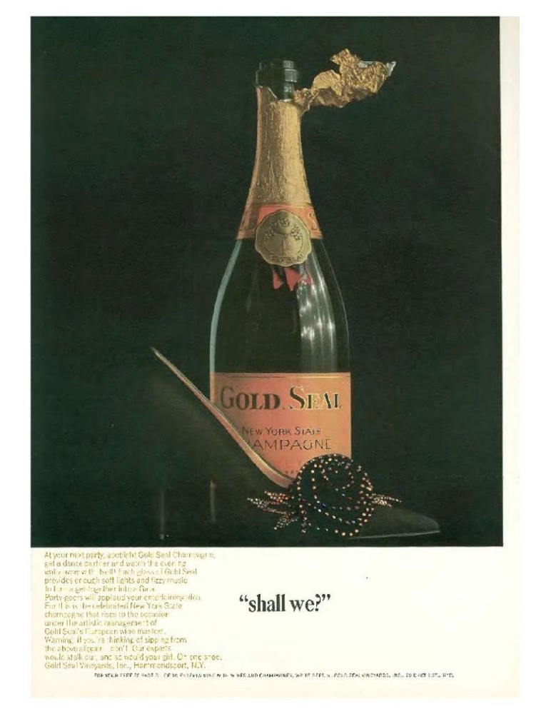 1964 Gold Seal New York State Champagne Vintage Bottle PRINT AD