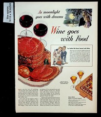 1944 Wine Advisory Board Rolled Rib Roast Recipe Moon Vintage Print Ad 35338