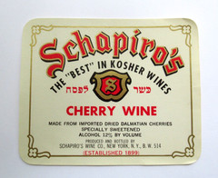 Vintage Schapiro&rsquo;s Kosher Cherry Wine Label Lower East Side NYC Judaica USA