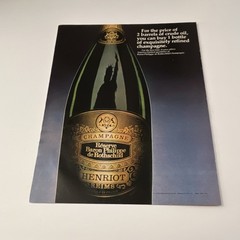 Henriot Baron Philippe de Rothschild Champagne Vintage Wine Ad 1979 Black Gold