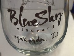Blue Sky Vineyard – Makanda, IL – Wine Glass Brown Artwork – 7-1/2&Prime; Tall – Rare