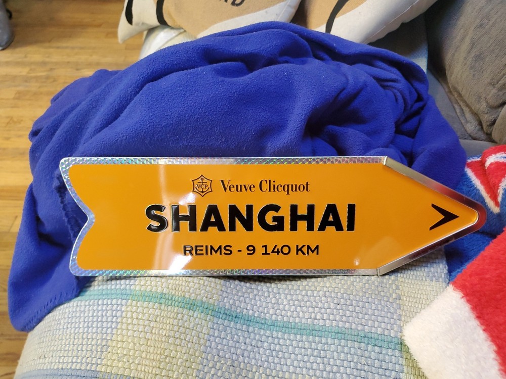 Veuve Clicquot Destination SHANGHAI Orange Tin Arrow Sign Only