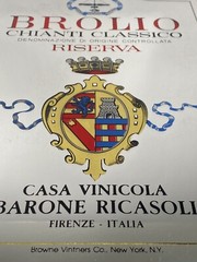VINTAGE BROLIO CHIANTI CLASSICO WOOD FRAME MIRROR WINE BAR SIGN DECOR