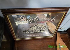 Vtg INGLENOOK Winery 1986 Wooden Framed Smoky Glass Mirror Bar Wall Sign