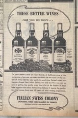 1939 newspaper ad for Italian Swiss Colony Wines – Better Wines cost no more