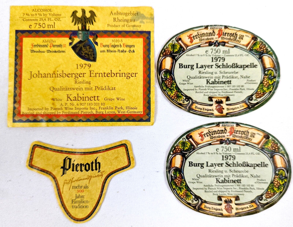 1979 (4) German Wine Label Johanisberger Burg Pieroth Kabinett Original