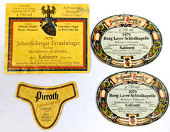 1979 (4) German Wine Label Johanisberger Burg Pieroth Kabinett Original