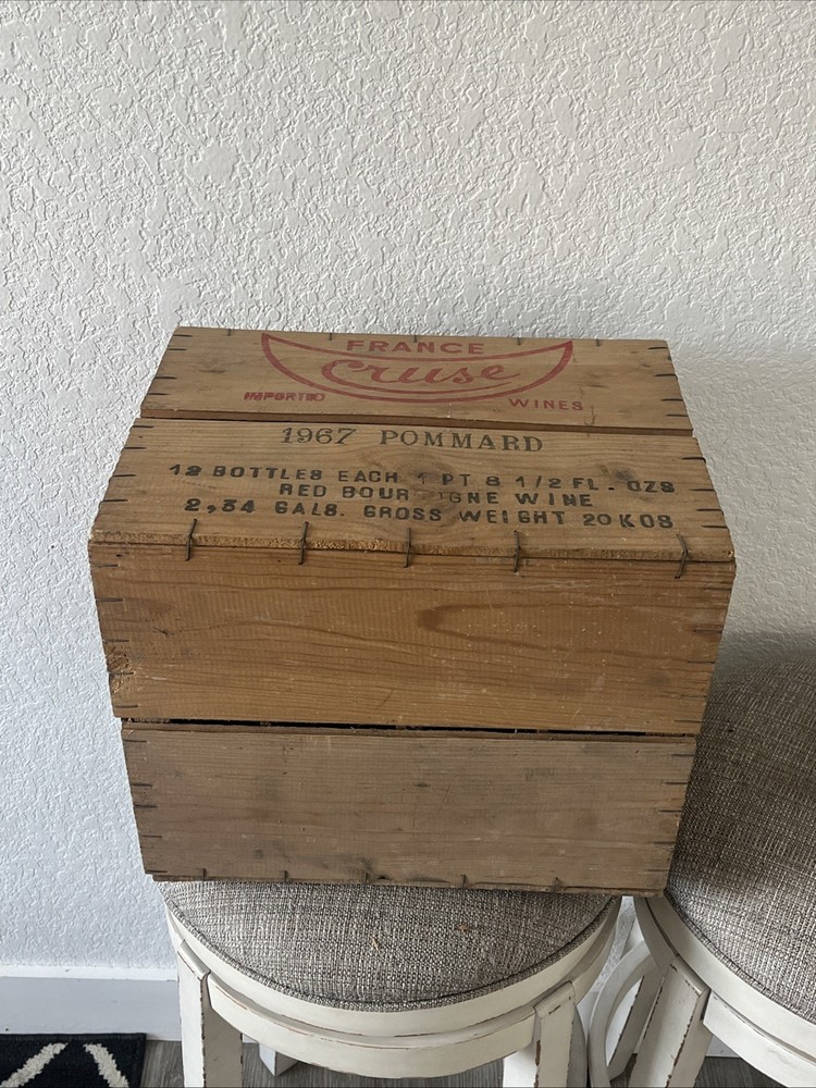 Vintage France Cruse Covered Wine Crate 12 Bottle 1967 pommard , Empty
