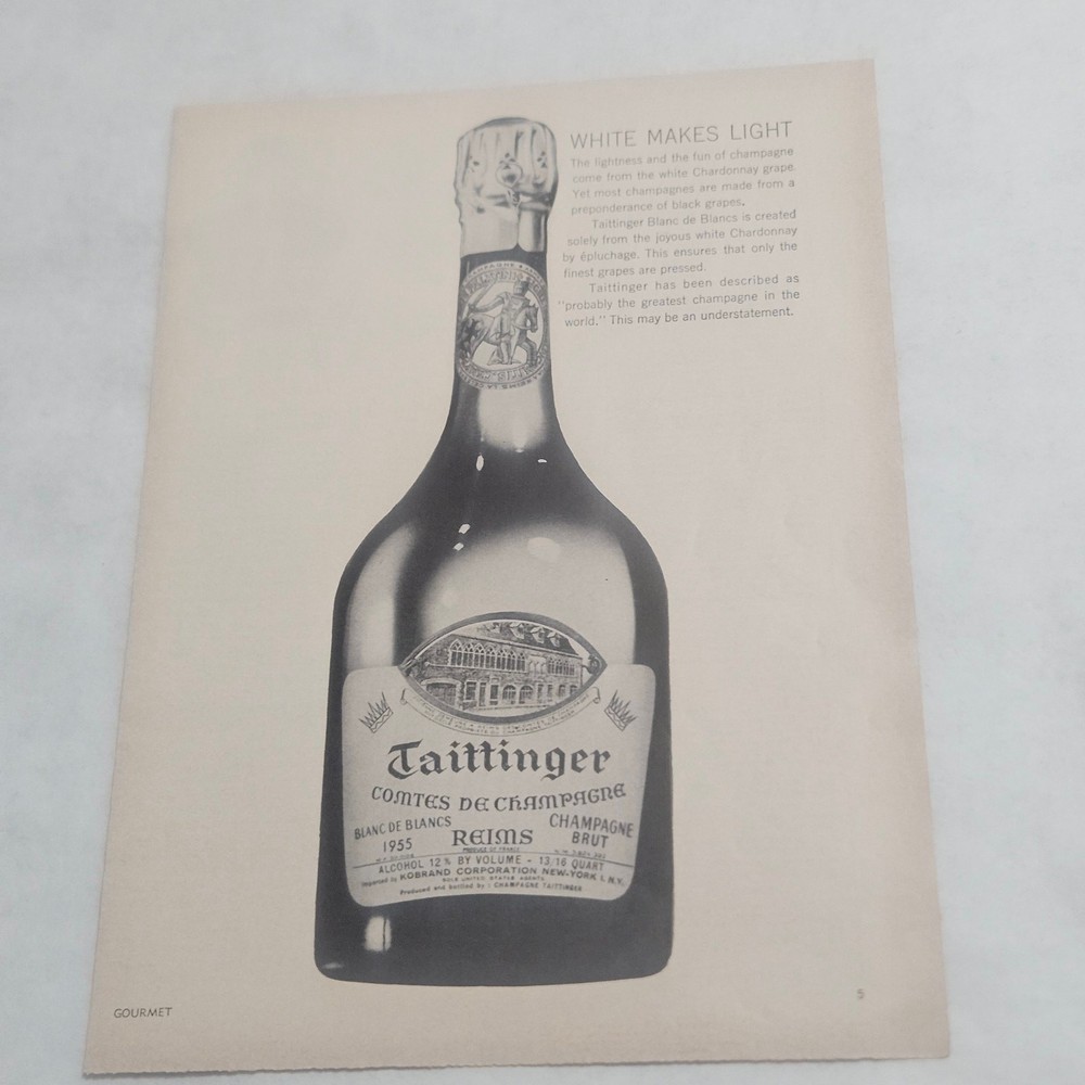 Taittinger Comtes de Champagne White Makes Light Print Ad