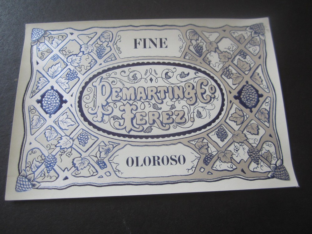 c.1890&rsquo;s – PEMARTIN & Co. – JEREZ – OLOROSO SHERRY – WINE Bottle LABEL