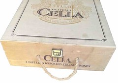 Vintage Fratelli Cella Italian Wine Wooden Box 1980&rsquo;s 3 BOTTLE CRATE STORAGE CRA