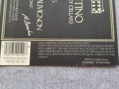 2 Vtg Cosentino Cellars Wine Bottle Paper Labels Cabernet Chardonnay California