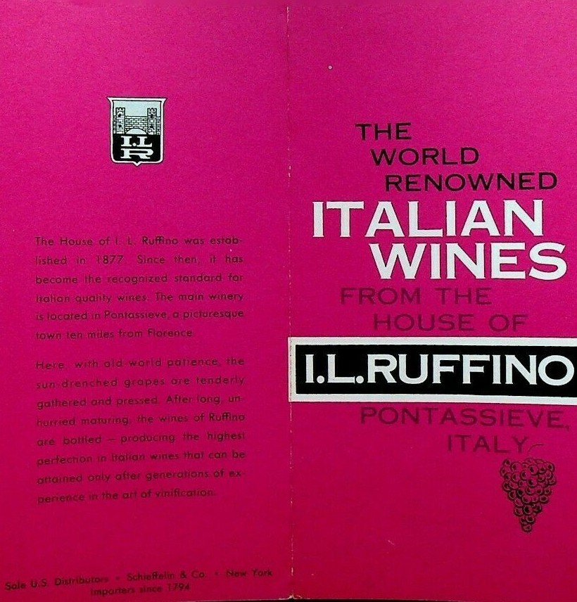 IL Ruffino World Renowned Italian Wines Brochure 1970s Chianti Rosatello Orvieto