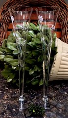 RARE Vintage 1970’s PERRIER JOUET Trumpet Champagne Flutes (2) PRISTINE!