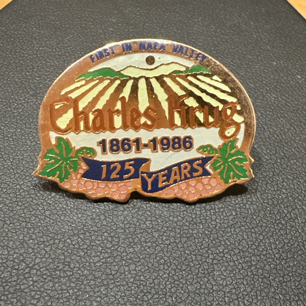 Vintage CHARLES KRUG 1861-1986 125 Years Tie PIN Napa Valley California Winery