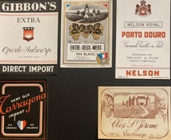 1940-1960 Vintage Lot of 25 European Wine Paper Labels « New Old Stock » W-1