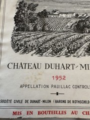 VTG Chateau Duhart-Milon 1952 Wine Label Grand Cru Classe Barons De Rothschild