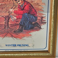 Vintage Barton & Guestier Wine Bar Mirror – “Winter Pruning” Framed French Ad