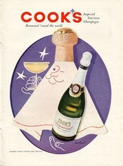 1956 Cook&rsquo;s PRINT AD Imperial American Champagne Vintage Bottle Paul Rand ART
