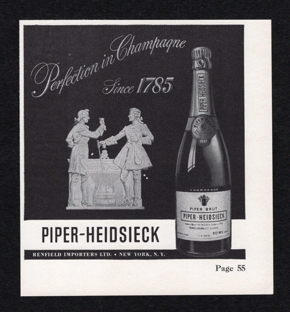 1948 Piper Heidsieck Perfection Champagne Since 1785 Renfield Importers Print Ad